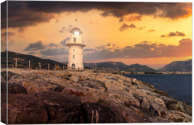 Lighthouse on a mediterranean coast of Alanya. Turkey. Canvas Print by Sergey Fedoskin
