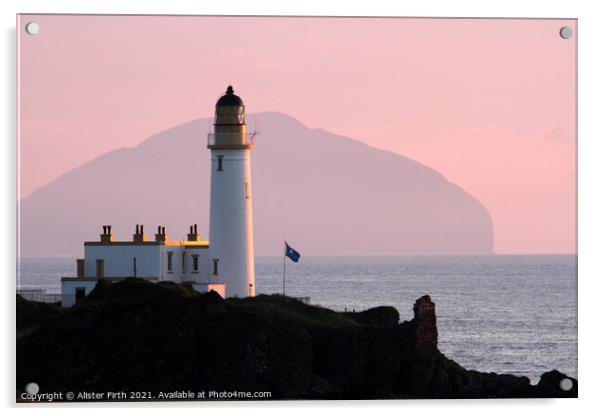 Turnberry Lighthouse & Ailsa Craig Acrylic by Alister Firth Photography