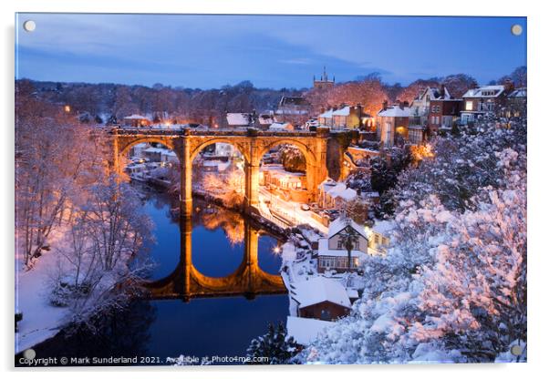 Viaduct and River Nidd in Winter Knaresborough Acrylic by Mark Sunderland