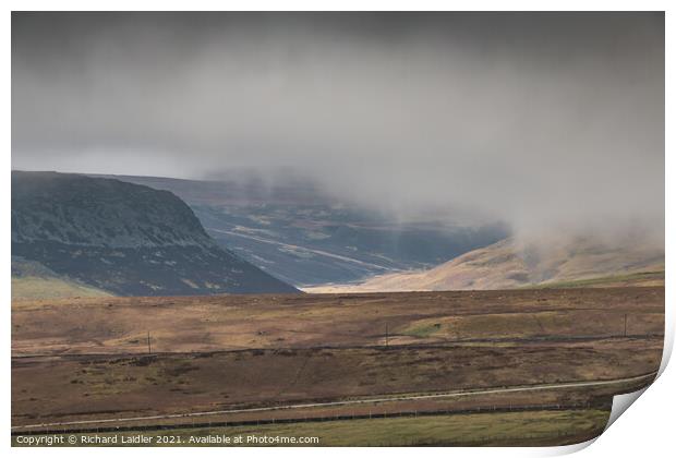 Clouds Lifting off Cronkley Scar and Widdybank Fell (2) Print by Richard Laidler