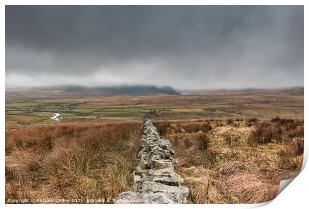 Clouds Lifting off Cronkley Scar and Widdybank Fell (1) Print by Richard Laidler