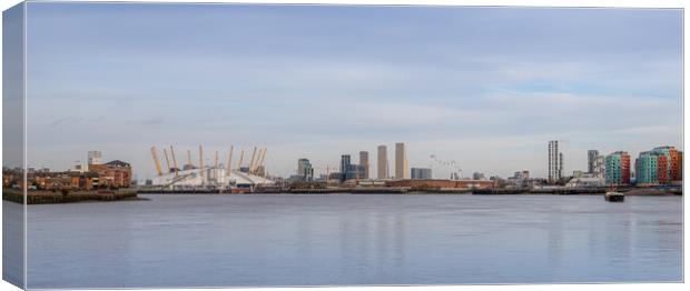 Panorama looking along Thames in London towards the O2 Canvas Print by Michelle Silke