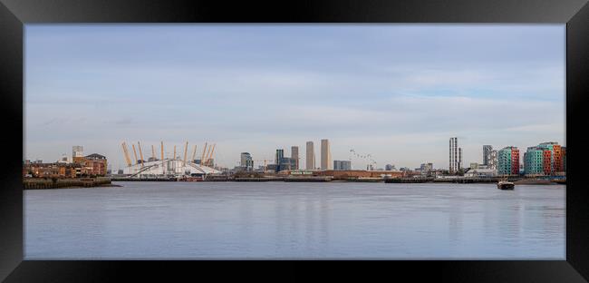 Panorama looking along Thames in London towards the O2 Framed Print by Michelle Silke