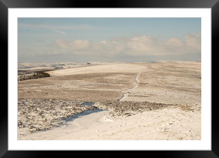Snowy landscape around Dunkery Hill, Exmoor National Park Framed Mounted Print by Shaun Davey
