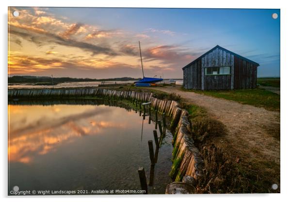 Newtown Boathouse Isle Of Wight Acrylic by Wight Landscapes