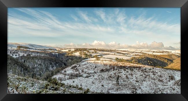 Snowy landscape around Dunkery Hill, Exmoor National Park Framed Print by Shaun Davey