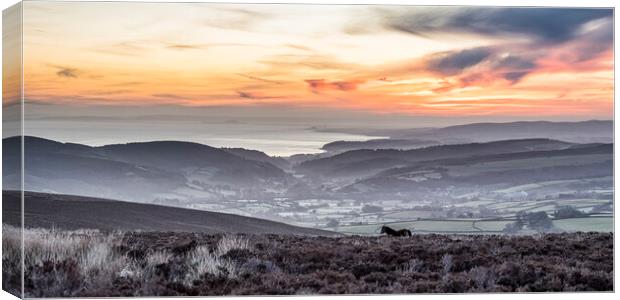 Colourful winter sunrise from Dunkery, Exmoor Canvas Print by Shaun Davey