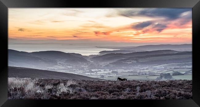 Colourful winter sunrise from Dunkery, Exmoor Framed Print by Shaun Davey