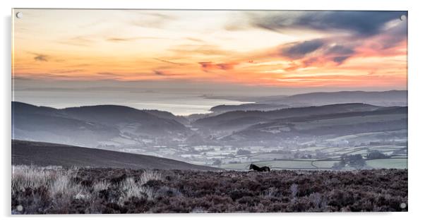 Colourful winter sunrise from Dunkery, Exmoor Acrylic by Shaun Davey