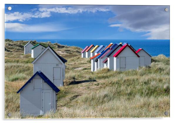 Beach Huts in Gouville-sur-Mer, Normandy Acrylic by Arterra 