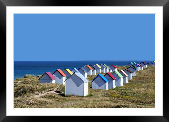 Colorful Beach Huts Framed Mounted Print by Arterra 