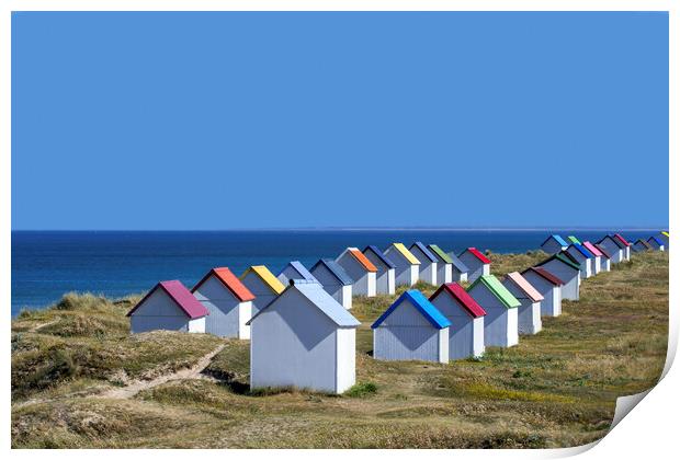 Colorful Beach Huts Print by Arterra 