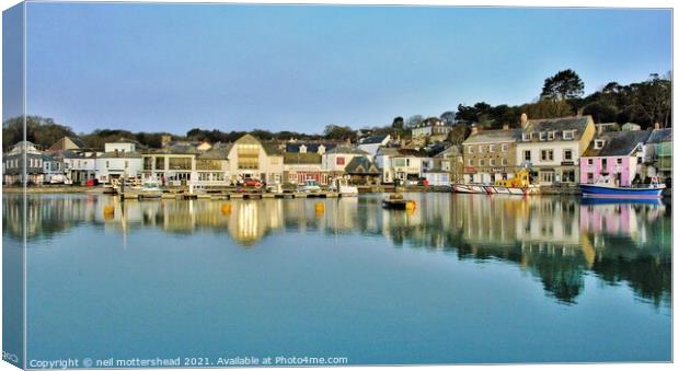 Reflections Of Padstow. Canvas Print by Neil Mottershead