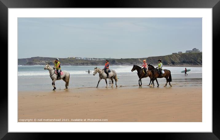 Saddles & Surf, Newquay, Cornwall. Framed Mounted Print by Neil Mottershead