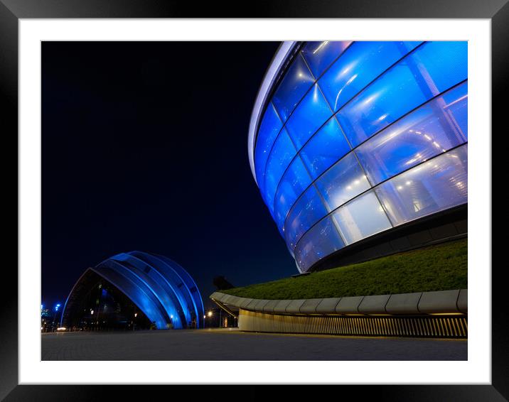Glasgows Futuristic Night Skyline Framed Mounted Print by Tommy Dickson