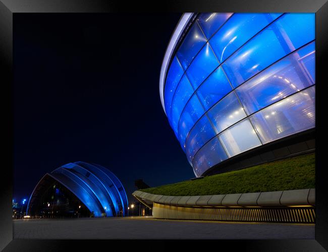 Glasgows Futuristic Night Skyline Framed Print by Tommy Dickson