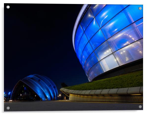 Glasgows Futuristic Night Skyline Acrylic by Tommy Dickson