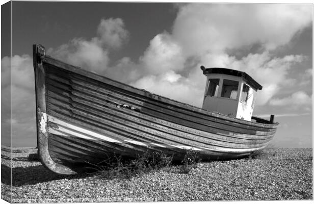 Old wooden fishing boat on beach, Eastbourne, UK Canvas Print by Photimageon UK