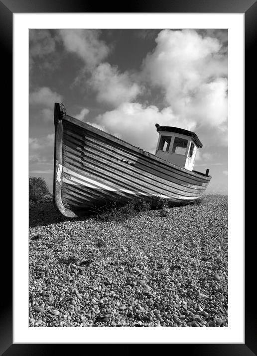 Old wooden fishing boat on beach, Eastbourne, UK Framed Mounted Print by Photimageon UK