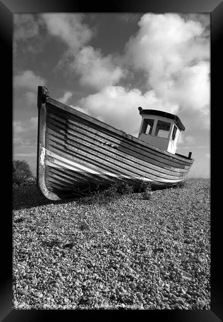 Old wooden fishing boat on beach, Eastbourne, UK Framed Print by Photimageon UK