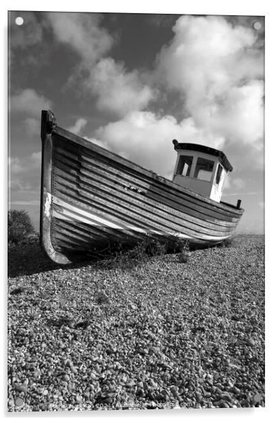 Old wooden fishing boat on beach, Eastbourne, UK Acrylic by Photimageon UK