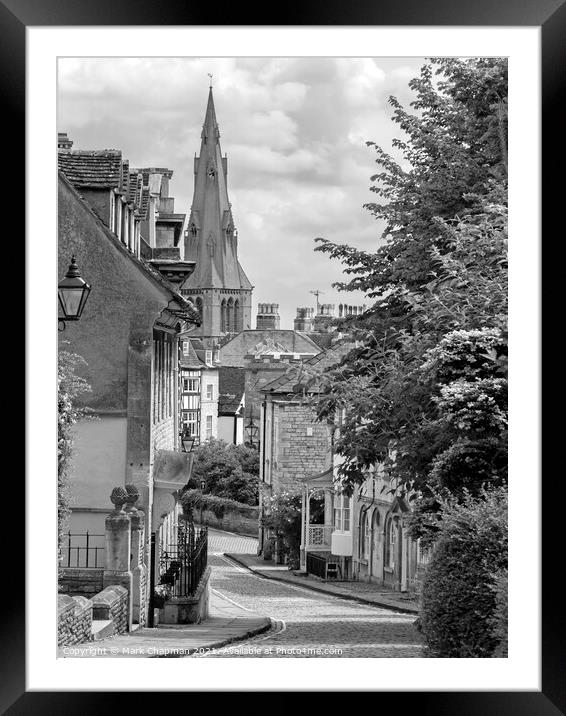 Cobbled street, Barn Hill, Stamford, Lincs, England, UK Framed Mounted Print by Photimageon UK