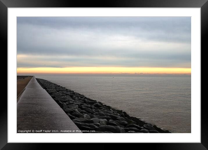 Along the seawall - Holland haven, Essex Framed Mounted Print by Geoff Taylor