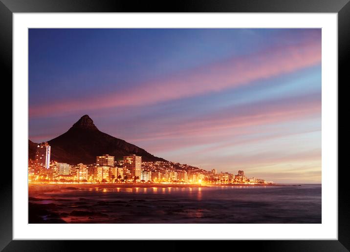 Sea Point, Cape Town at Sunset Framed Mounted Print by Neil Overy