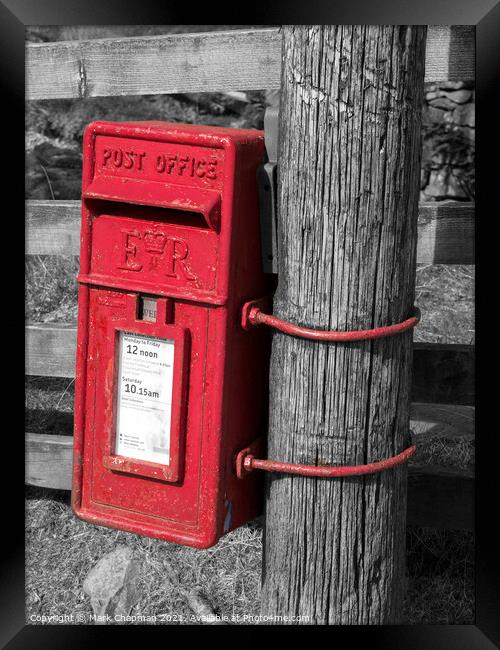 An old red English post box fixed to a wooden post Framed Print by Photimageon UK