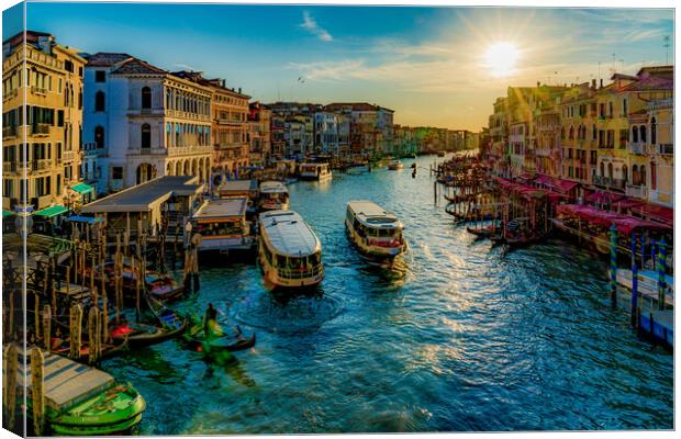 Vaporettos On The Grand Canal Canvas Print by Chris Lord