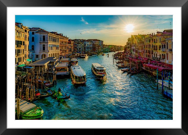 Vaporettos On The Grand Canal Framed Mounted Print by Chris Lord
