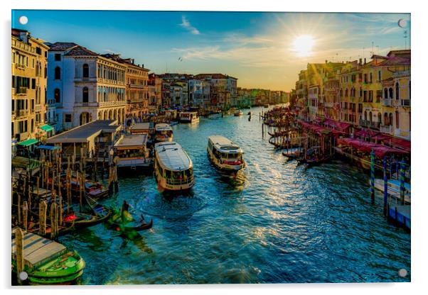 Vaporettos On The Grand Canal Acrylic by Chris Lord