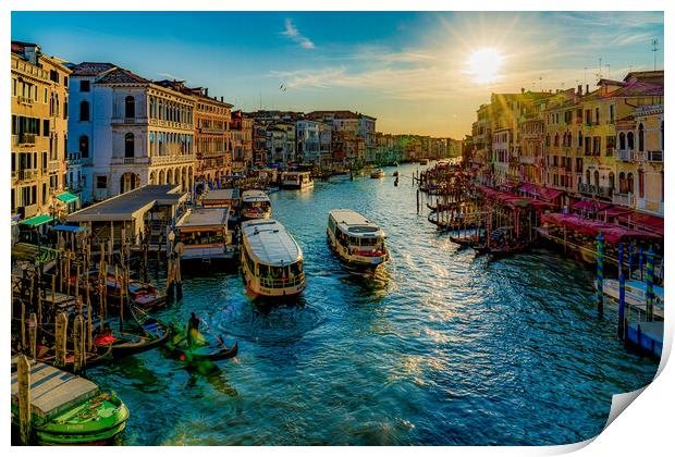 Vaporettos On The Grand Canal Print by Chris Lord