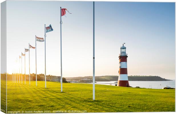 Smeaton's Tower, Plymouth Hoe Canvas Print by Justin Foulkes