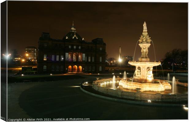 Doulton Fountain & Peoples Palace Canvas Print by Alister Firth Photography