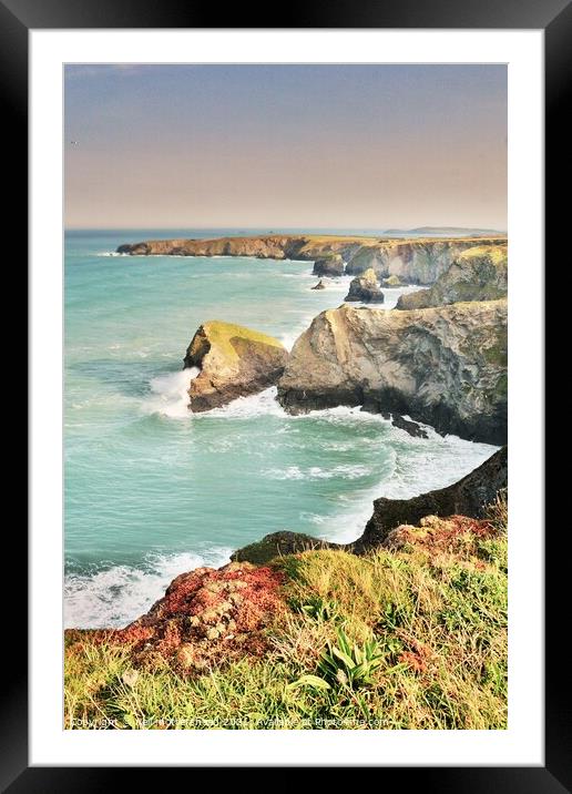 High Tide At Bedruthan Steps. Framed Mounted Print by Neil Mottershead