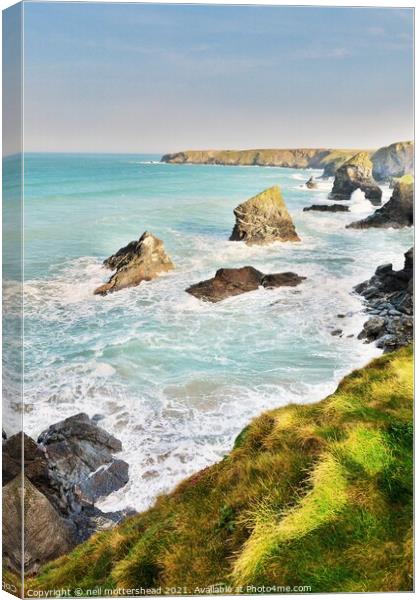 Morning Light At Bedruthan Steps. Canvas Print by Neil Mottershead