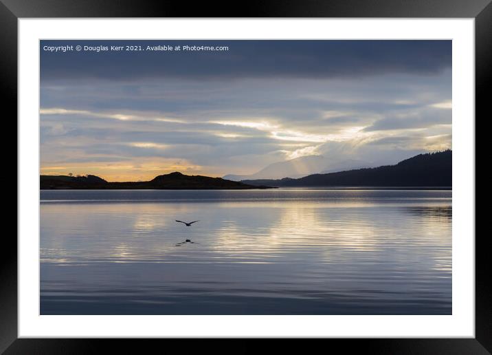 Sunbeams on Kyles of Bute at Tighnabruaich Framed Mounted Print by Douglas Kerr