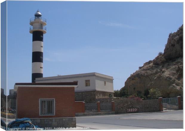 The Lighthouse at Aguilas, Spain Canvas Print by Sheila Eames
