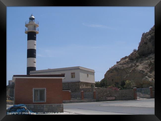 The Lighthouse at Aguilas, Spain Framed Print by Sheila Eames