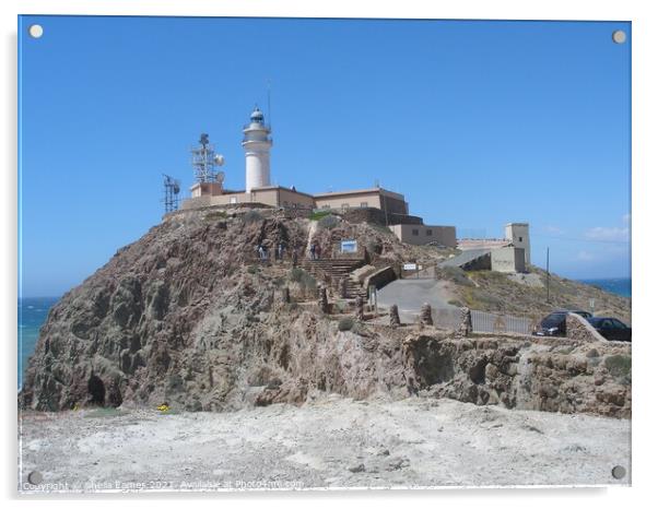 Lighthouse as Las Sirenas, Spain Acrylic by Sheila Eames