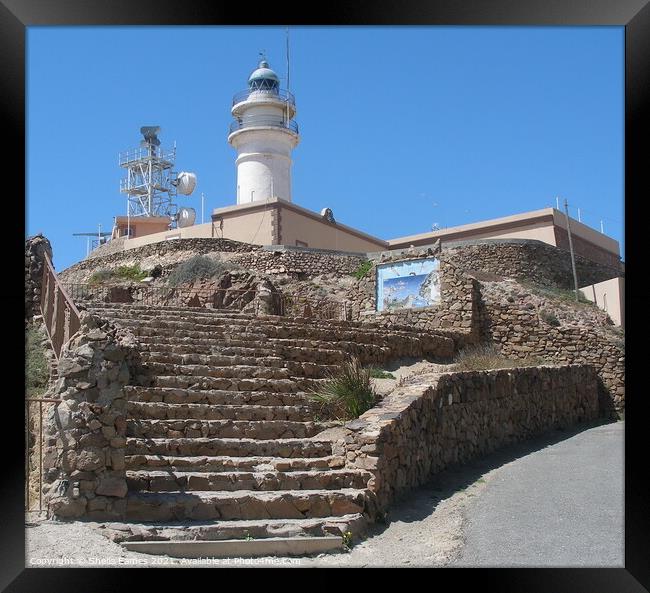 Lighthouse at Las Sirenas, Cabo de Gata, Spain Framed Print by Sheila Eames