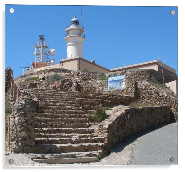 Lighthouse at Las Sirenas, Cabo de Gata, Spain Acrylic by Sheila Eames