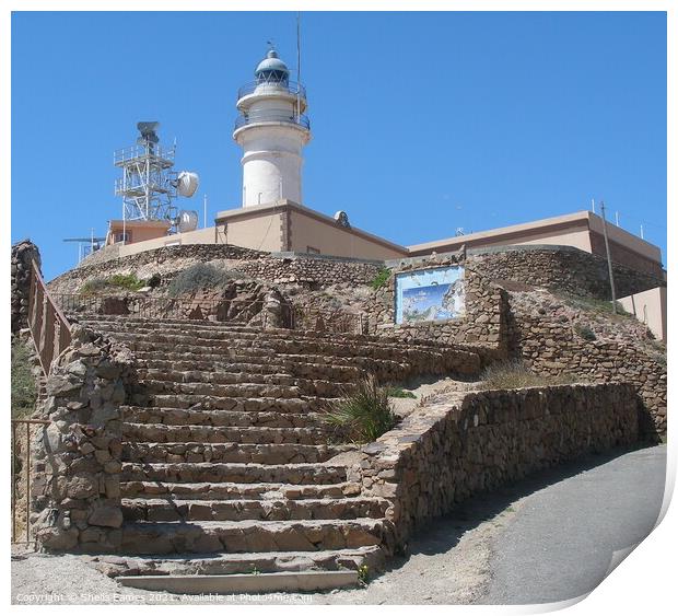 Lighthouse at Las Sirenas, Cabo de Gata, Spain Print by Sheila Eames