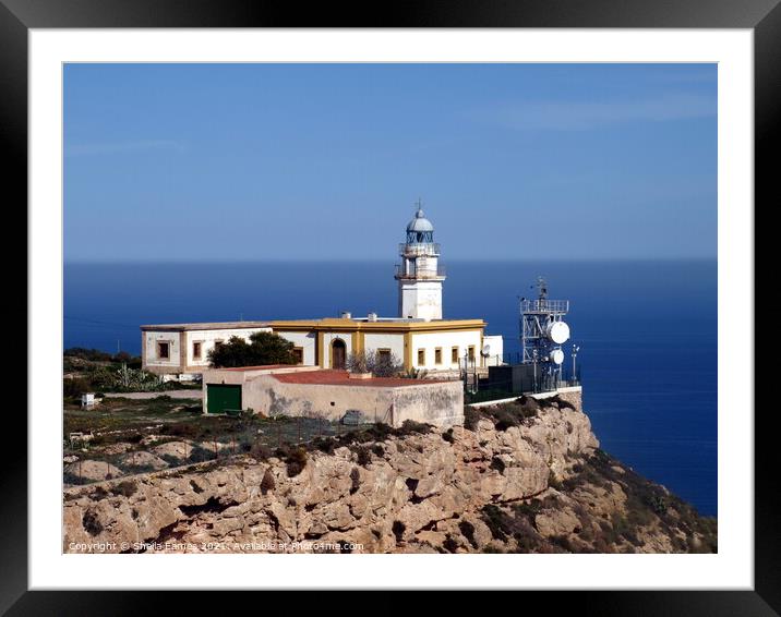 Lighthouse at Mesa Roldan, Carboneras, Spain Framed Mounted Print by Sheila Eames