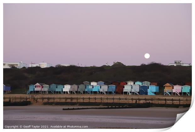 Moonset over Frinton on Sea Print by Geoff Taylor