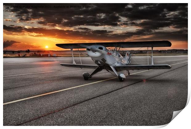 A small airplane sitting on the tarmac of an airpo Print by maka magnolia