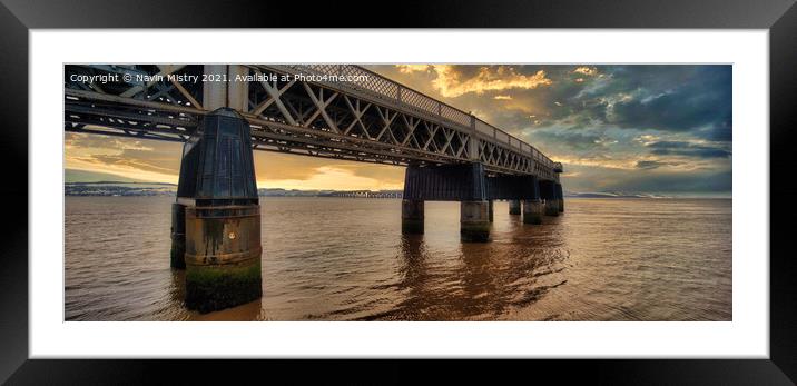 Tay Bridge Panoramic   Framed Mounted Print by Navin Mistry