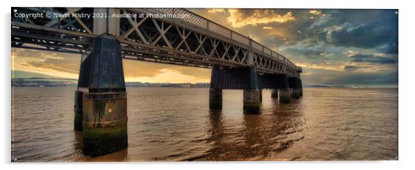 Tay Bridge Panoramic   Acrylic by Navin Mistry