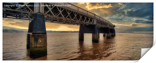 Tay Bridge Panoramic   Print by Navin Mistry